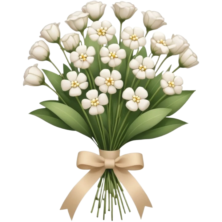 bouquet of white  gypsophila flowers with beige ribbon emoji