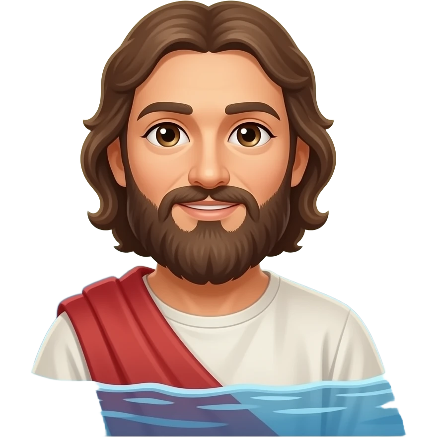 Peter the apostle sinking on the water and walking towards Jesus walking on water during a thunderstorm and crashing waves emoji