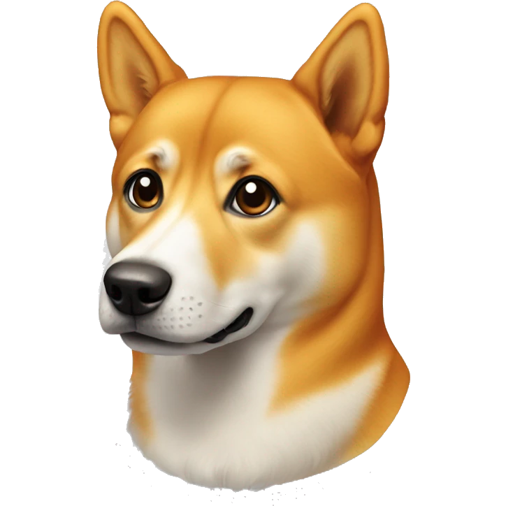 doge dog, orange, with a thin tail. emoji