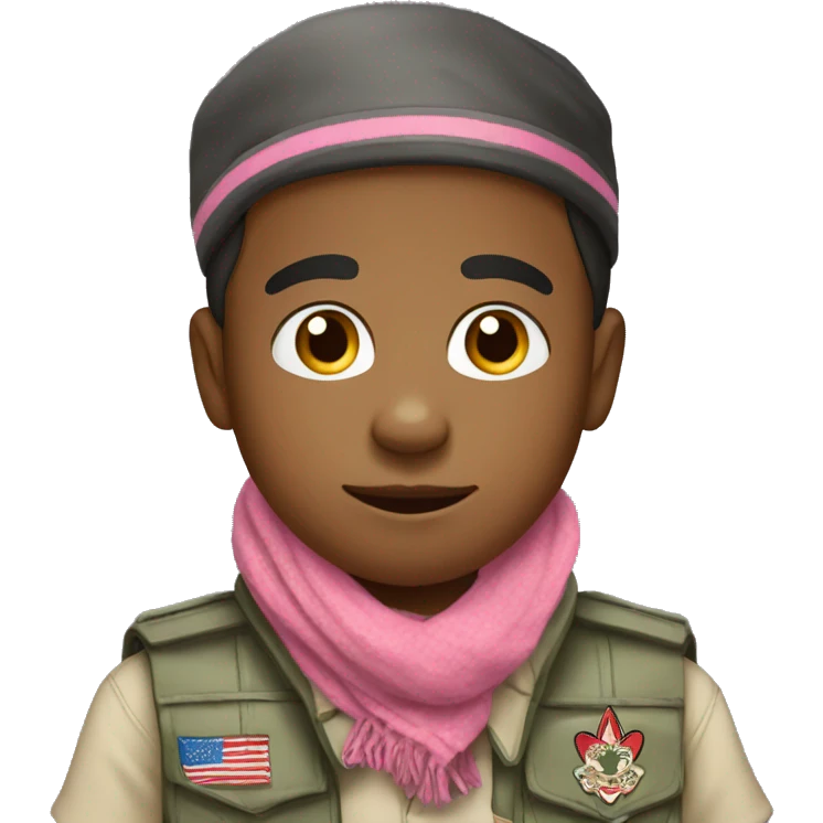 Boy scout from Madagascar with a scarf grey and pink  emoji