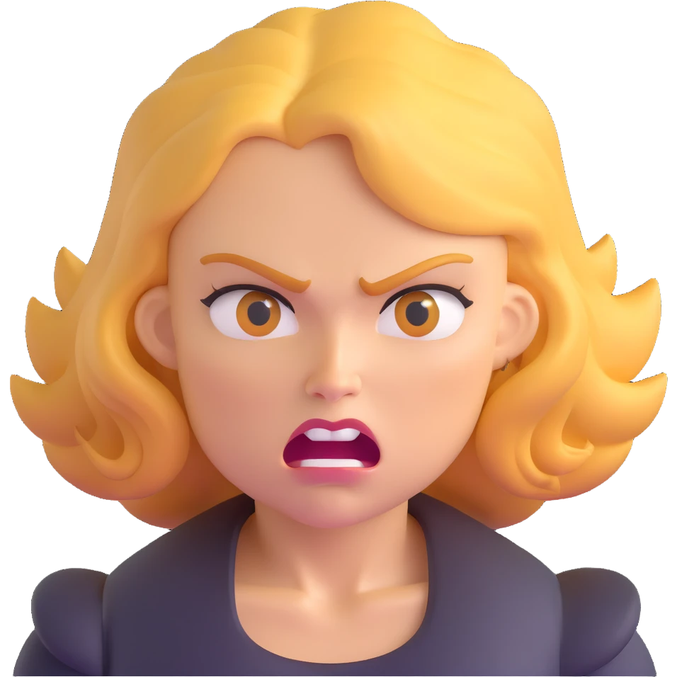 angry woman with weird golden hair emoji