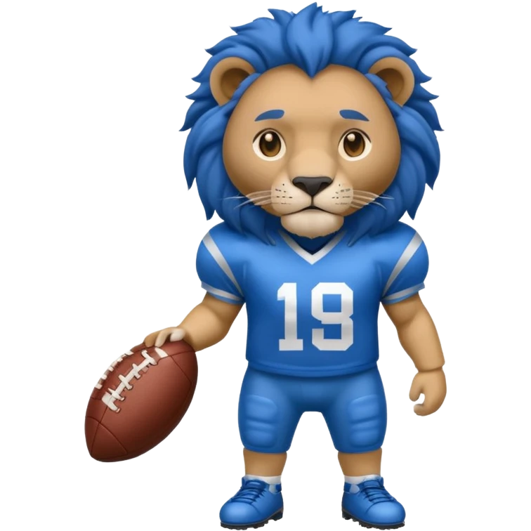 full blue color lion, wearing american football jersey emoji
