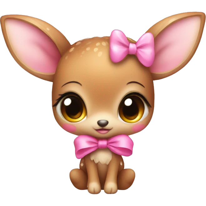 baby deer with fairy wings and a pink bow around its neck  emoji