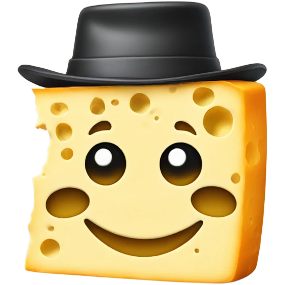 cheese with a hat and smiley face emoji