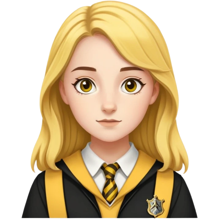 Charlotte Skeoch is hannah abbott in harry potter, wear hogwarts Hufflepuff uniform emoji