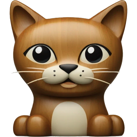 Mid century modern style wooden cat statue emoji
