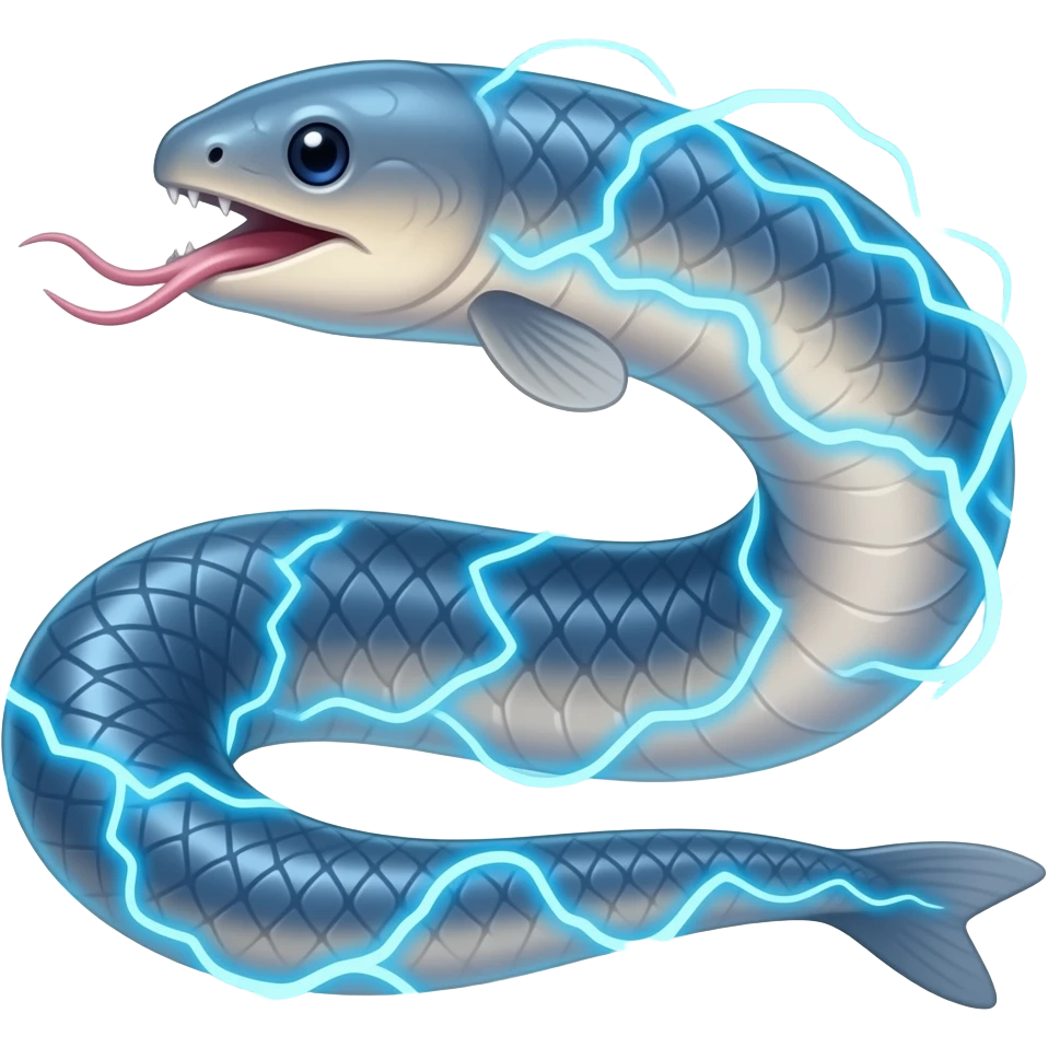 long electric eel with electricity emoji