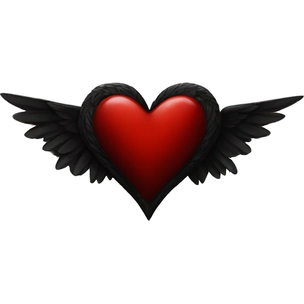 Deep red heart with black wings  emoji