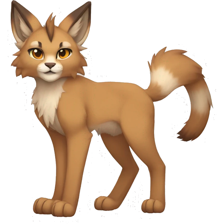 Anthro Beige-Orange-Brown Furry-Sona-Fakemon Lynx-Caracal Full Body emoji
