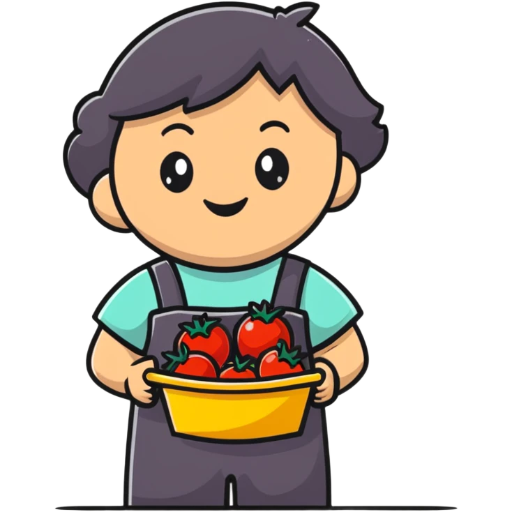Child gardener with ribbon and prize tomatoes emoji