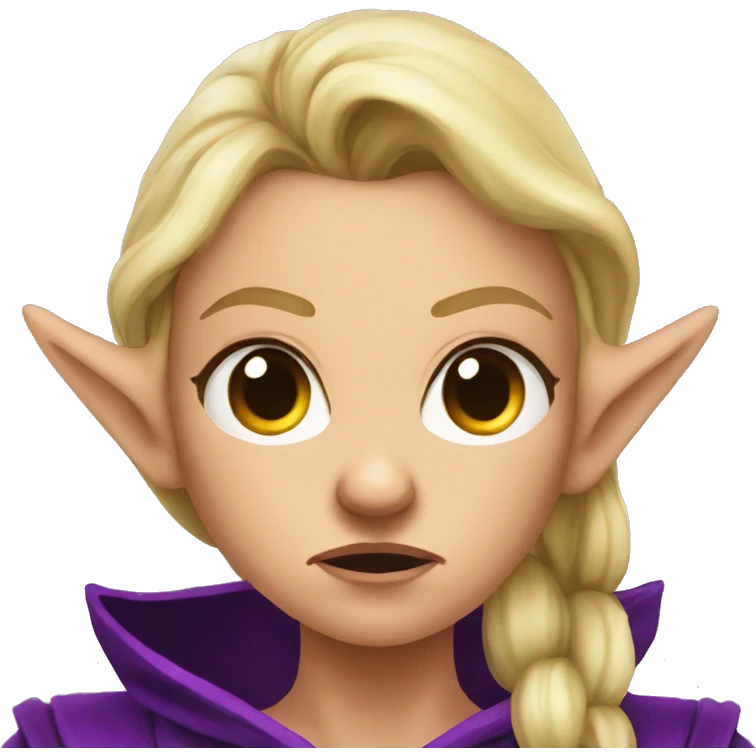Noble female Elf with Elf ears and blonde hair and purple robes Angry angry angry expression emoji