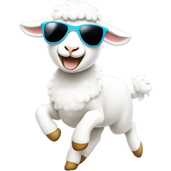 A lamb dancing with sunglasses and add motion  emoji