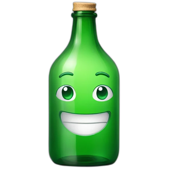 Green glass bottle smiling emoji