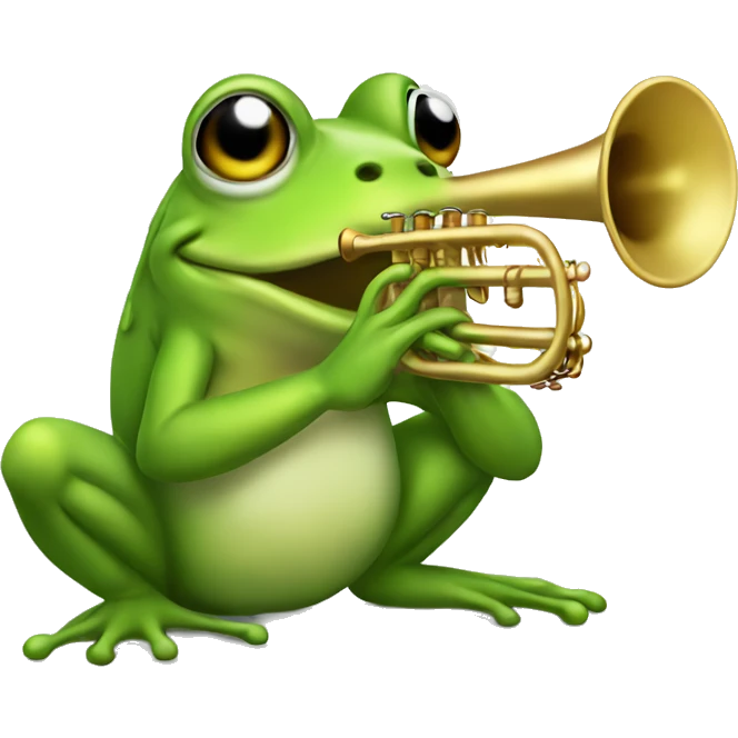 A frog playing a trumpet  emoji