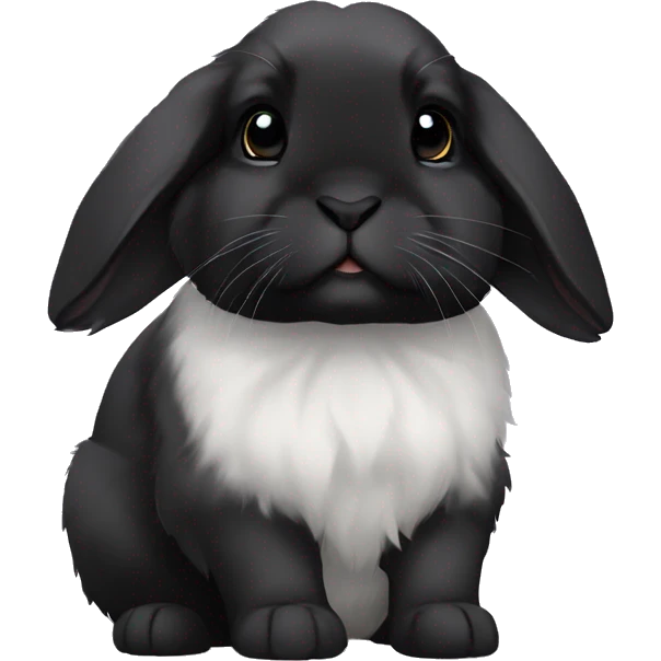 black holland lop bunny rabbit sad tired emoji