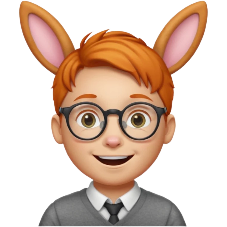 bunny ear wearing ginger small kid spectacled emoji