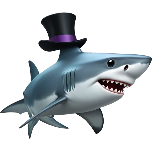 Shark with a top hat emoji