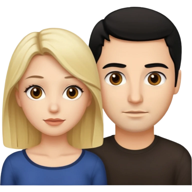 Blonde woman with hazel eyes with man with black hair and brown eyes  emoji
