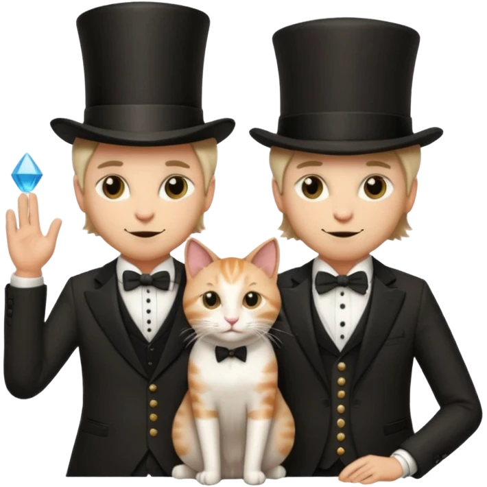 magician couple and their pet cat emoji