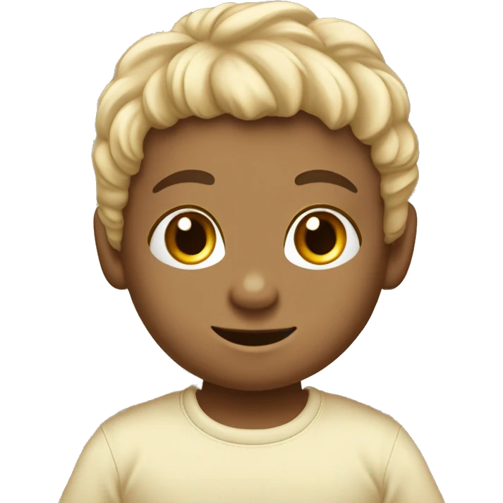 bambino capelli castani con maglietta beige emoji
