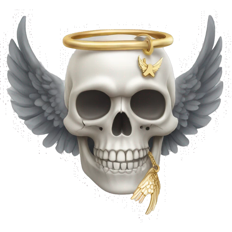 Skull with wings and an angel ring emoji