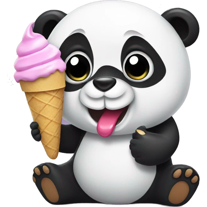 Panda eating ice cream emoji