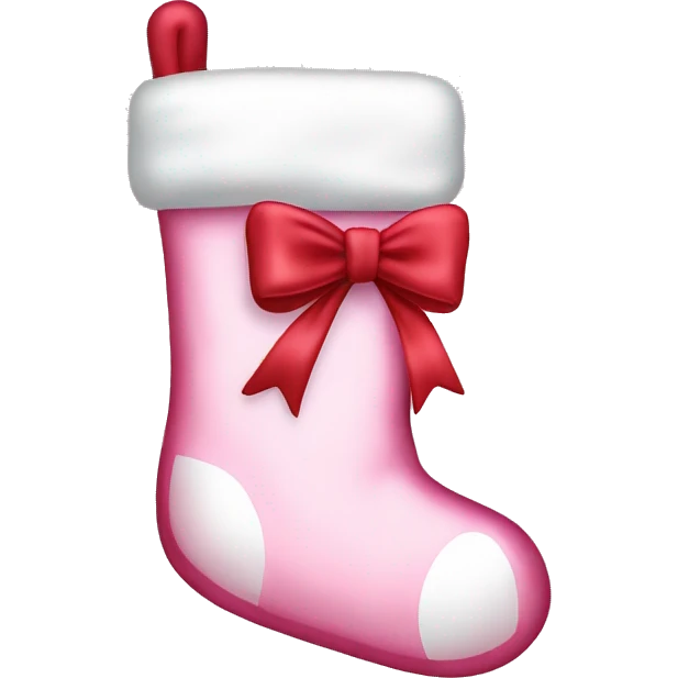  light pink Christmas stocking with bow emoji