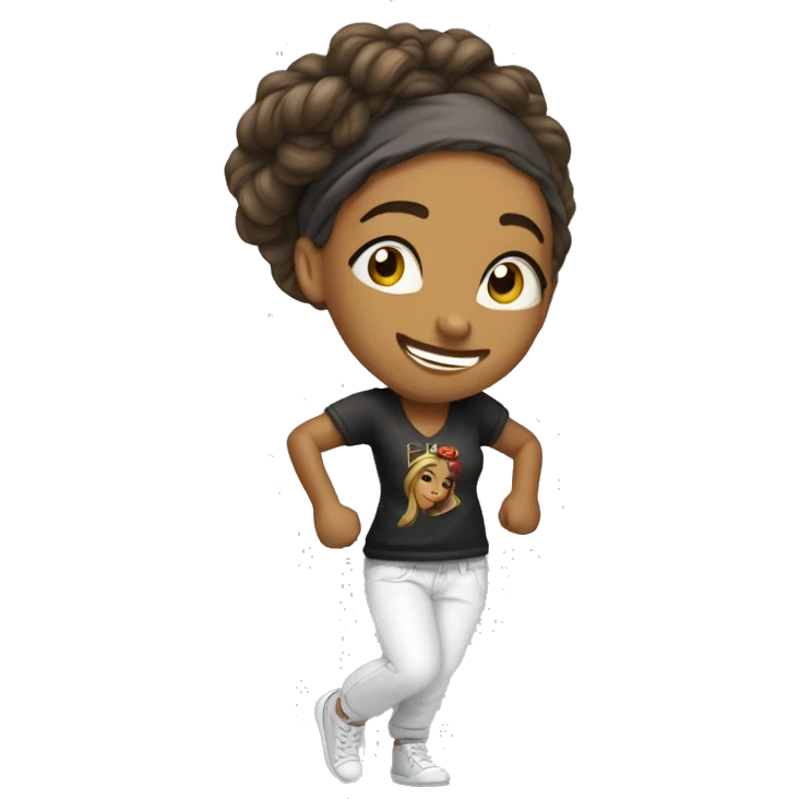 Garota Branca de cabelo castanho dançando hiphop emoji