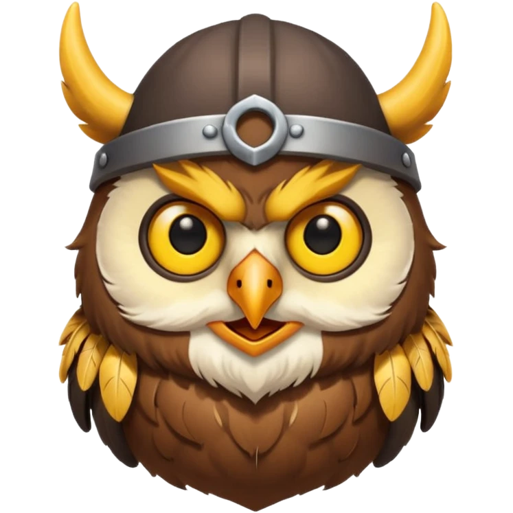 a cartoon Viking owl with horned cap emoji