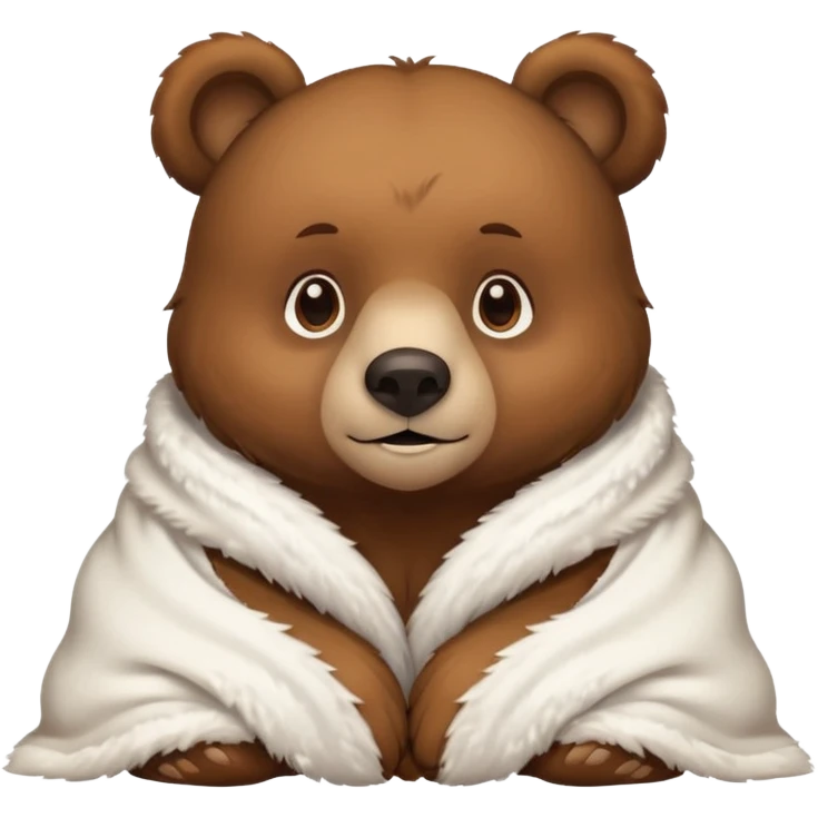 Bear cozy in white blanket emoji