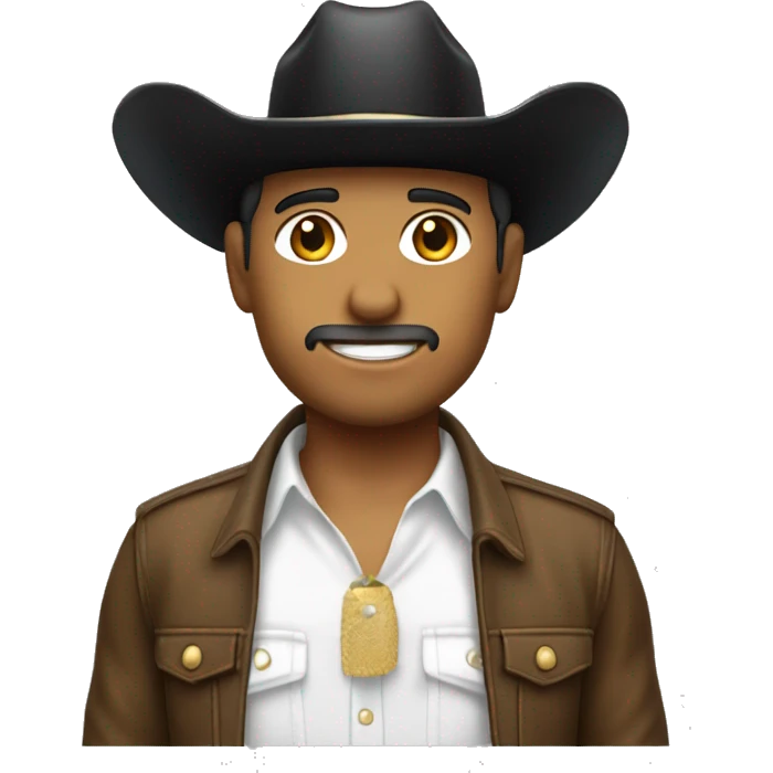 Chico blanco con sombrero vaquero blanco y camisa negra emoji