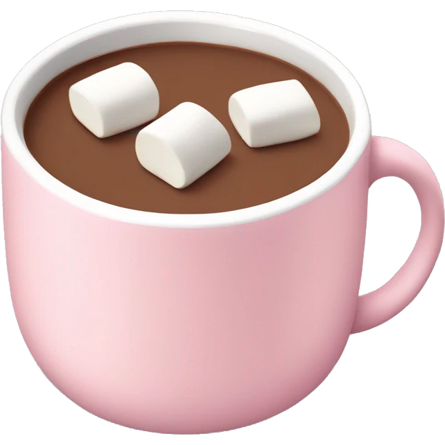Light Pink mug of hot chocolate with marshmallows  emoji