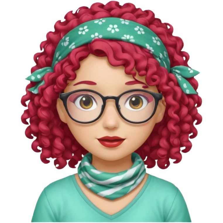 girl with curly  peppermint hair and bandana and glassess emoji