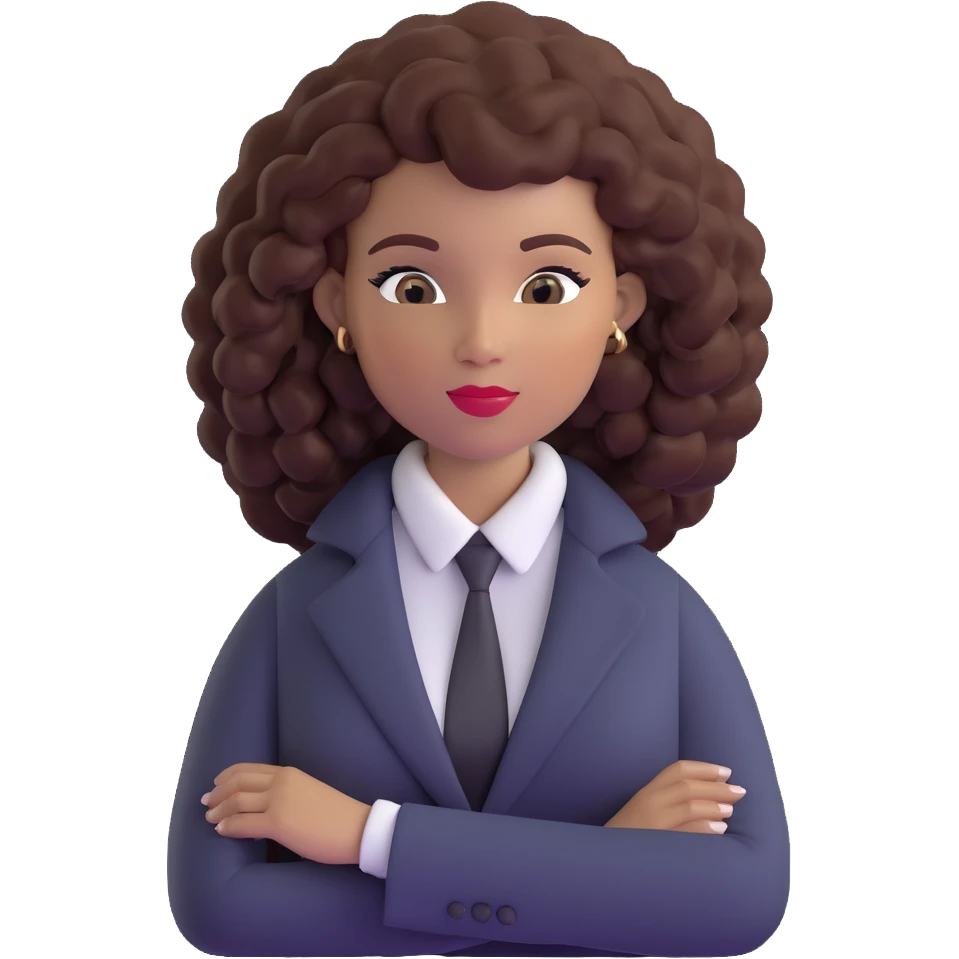 Confident African executive woman with voluminous curly hair, sophisticated business attire, professional appearance emoji