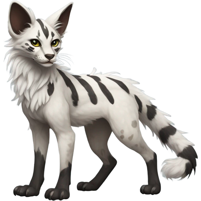 Feral Rare Fantasy Vernid-Trico-species by LiLaiRa, random markings, tufted tail, tufted ears, full body emoji