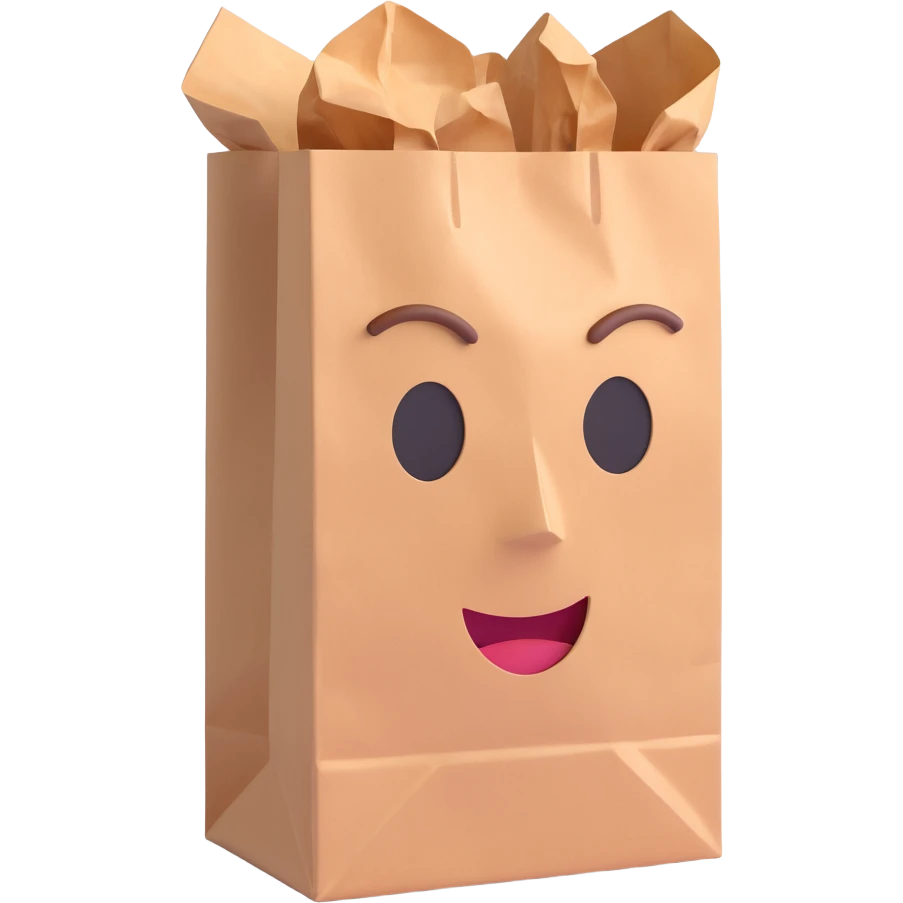 head with paper bag inside emoji