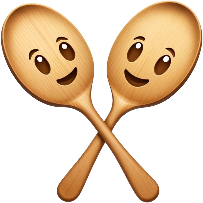 two wooden spoons hitting each other with their flat sides, creating a cross-like shape with their handles emoji