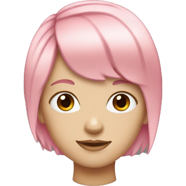 white girl with pink hair and bangs emoji