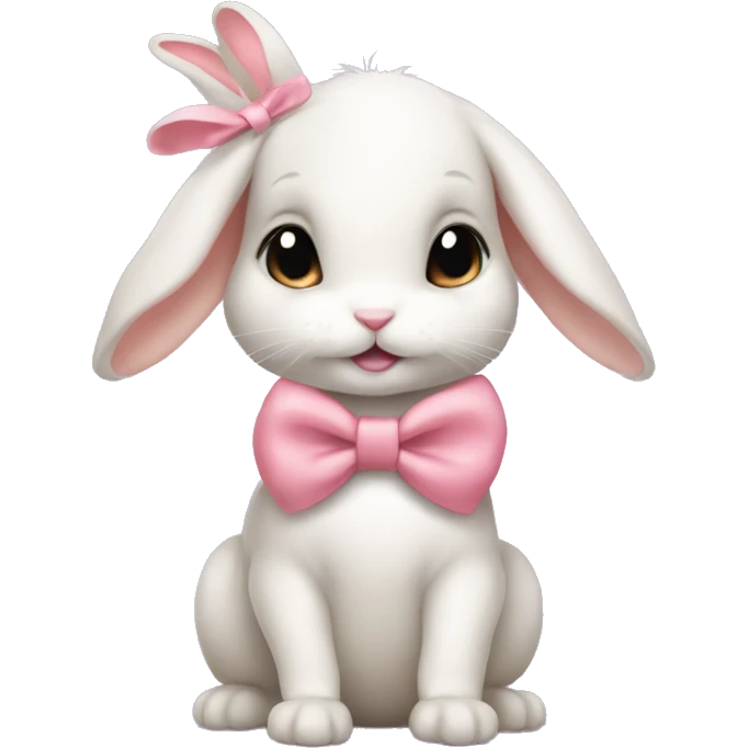 Baby bunny with coquette bow on ear emoji