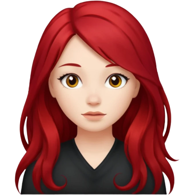 Girl with long black hair with red locks emoji