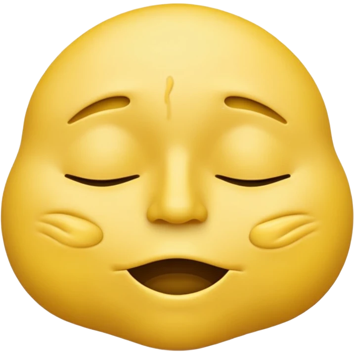 iOS-style 3D classic yellow emoji: drowsy yellow face with half-closed eyes, messy mouth, and slightly tilted head, conveying just-woke-up grogginess emoji