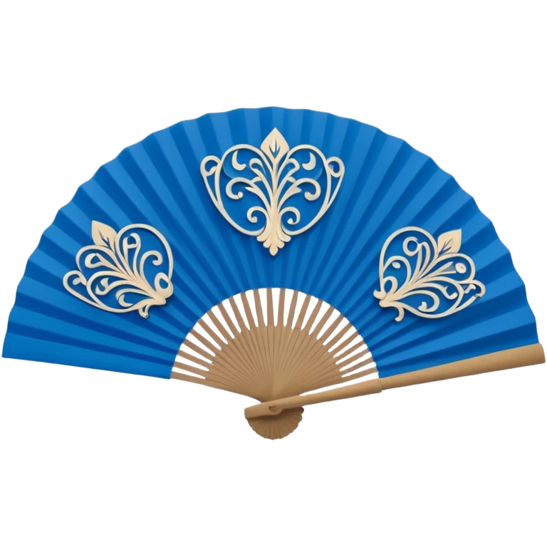 blue paper hand fan with pattern emoji