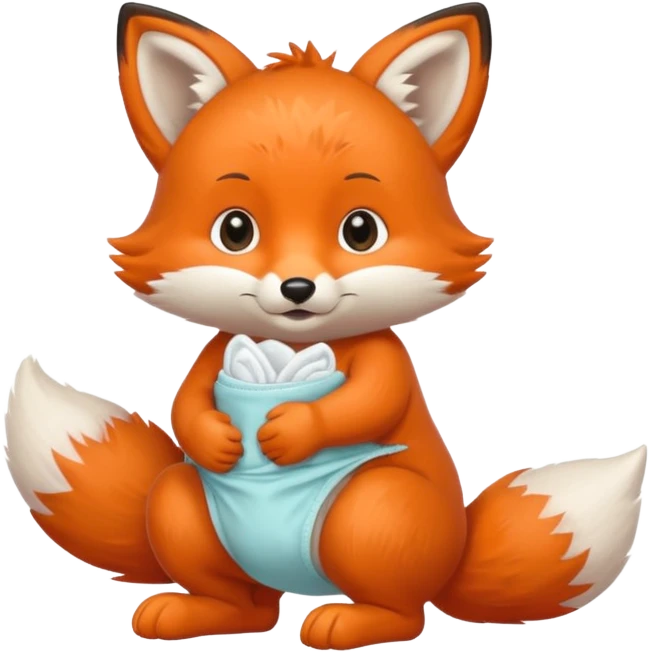 An baby full body fox wearing a diaper emoji