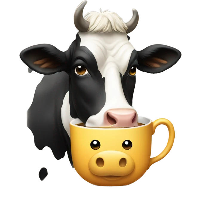 a cow drinking tea.  emoji