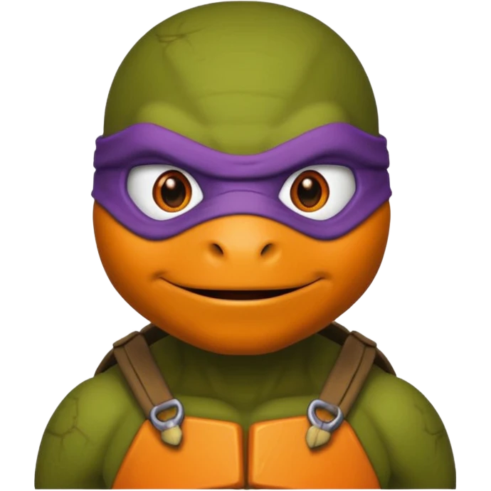 Donatello from Teenage Mutant Ninja Turtles, emoji style, head only, with an orange hacking interface on the screen emoji