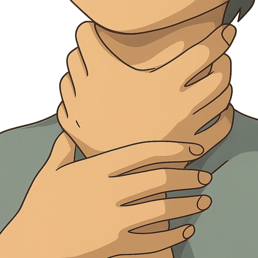 ghibli style hands around throat emoji