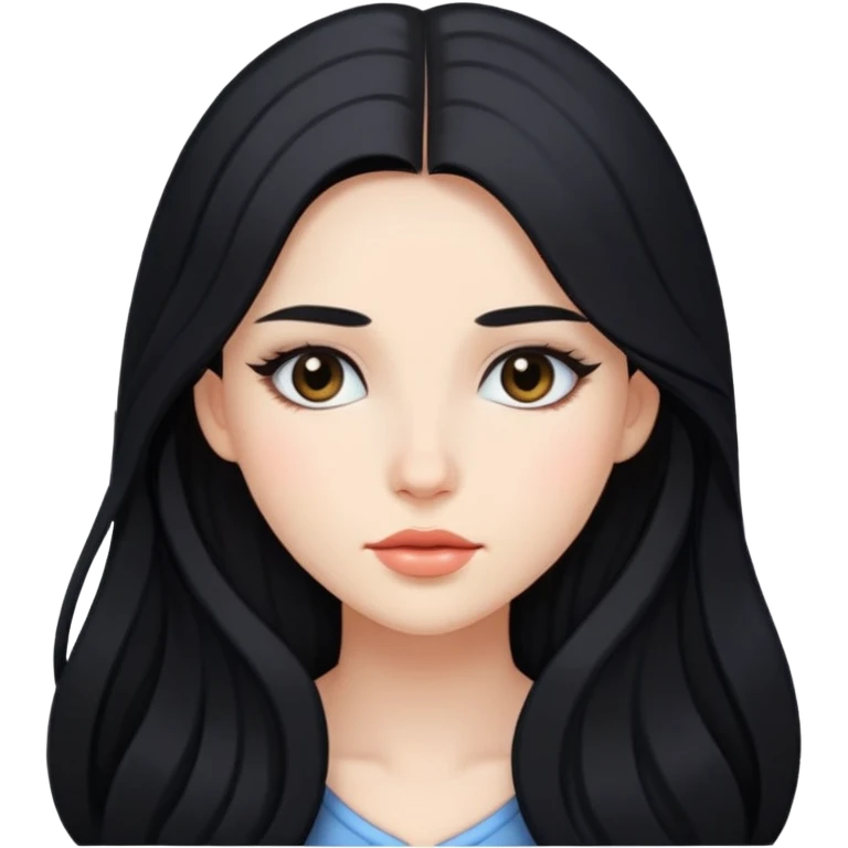 girl with long black hair and soft makeup emoji