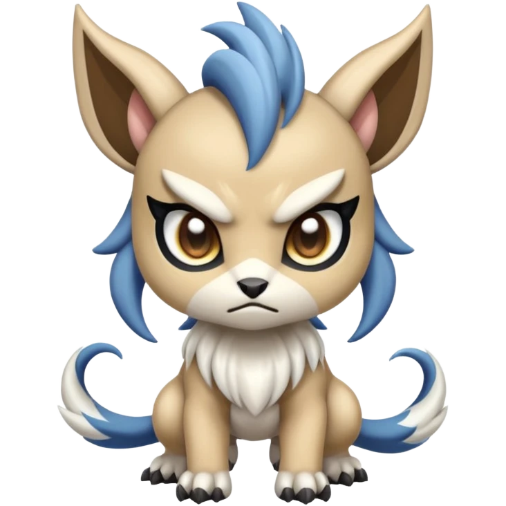 Animalistic kawaii chibi feral angry mongral Meloetta-Absol-Zekrom-Gatomon-Pteromon-hybrid emoji