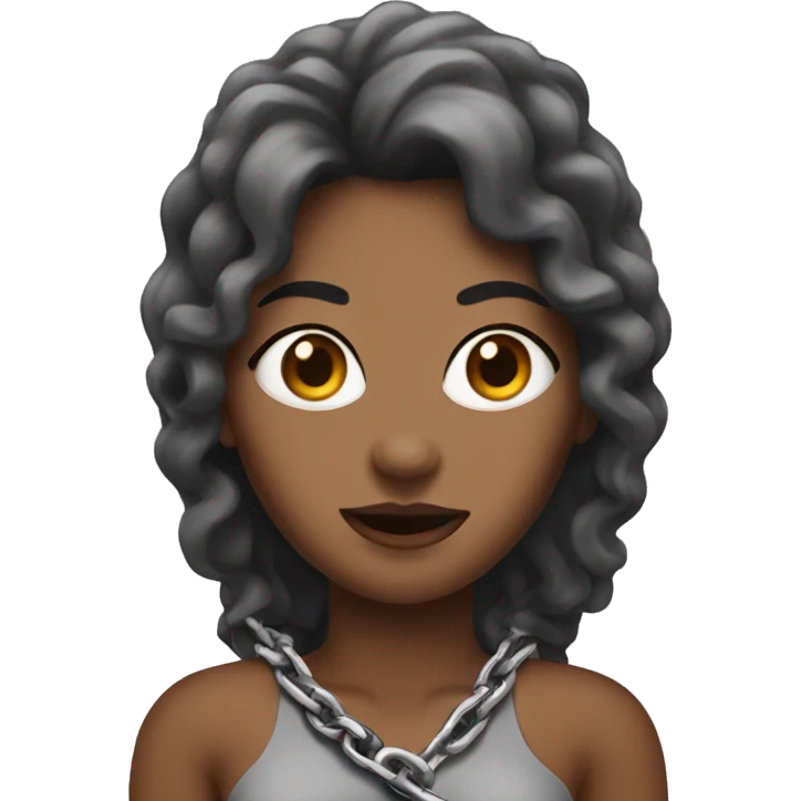 woman with chain that says baddies emoji