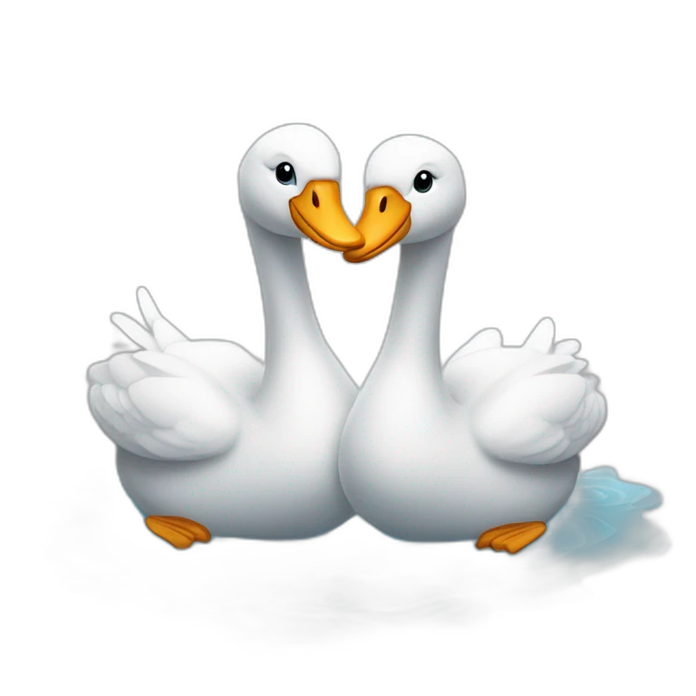 Pareja de cisnes en el agua emoji